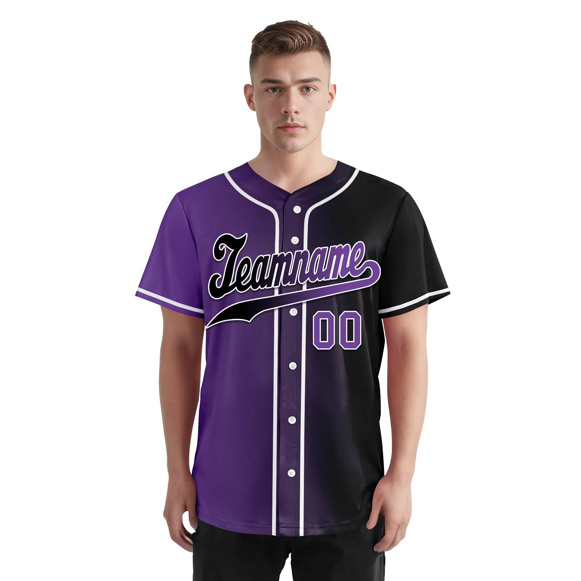 Custom Purple Black Gradient Fashion Personalized Authentic Baseball Jersey BSBJ01-D0a7090