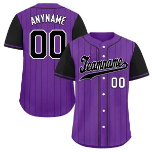 Custom Purple Black Stripe Fashion Personalized Authentic Baseball Jersey BSBJ01-D017255