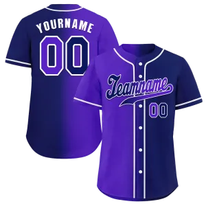 Custom Purple Blue Gradient Fashion Blue Authentic Baseball Jersey