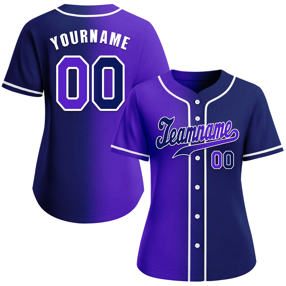 Custom Purple Blue Gradient Fashion Blue Authentic Baseball Jersey