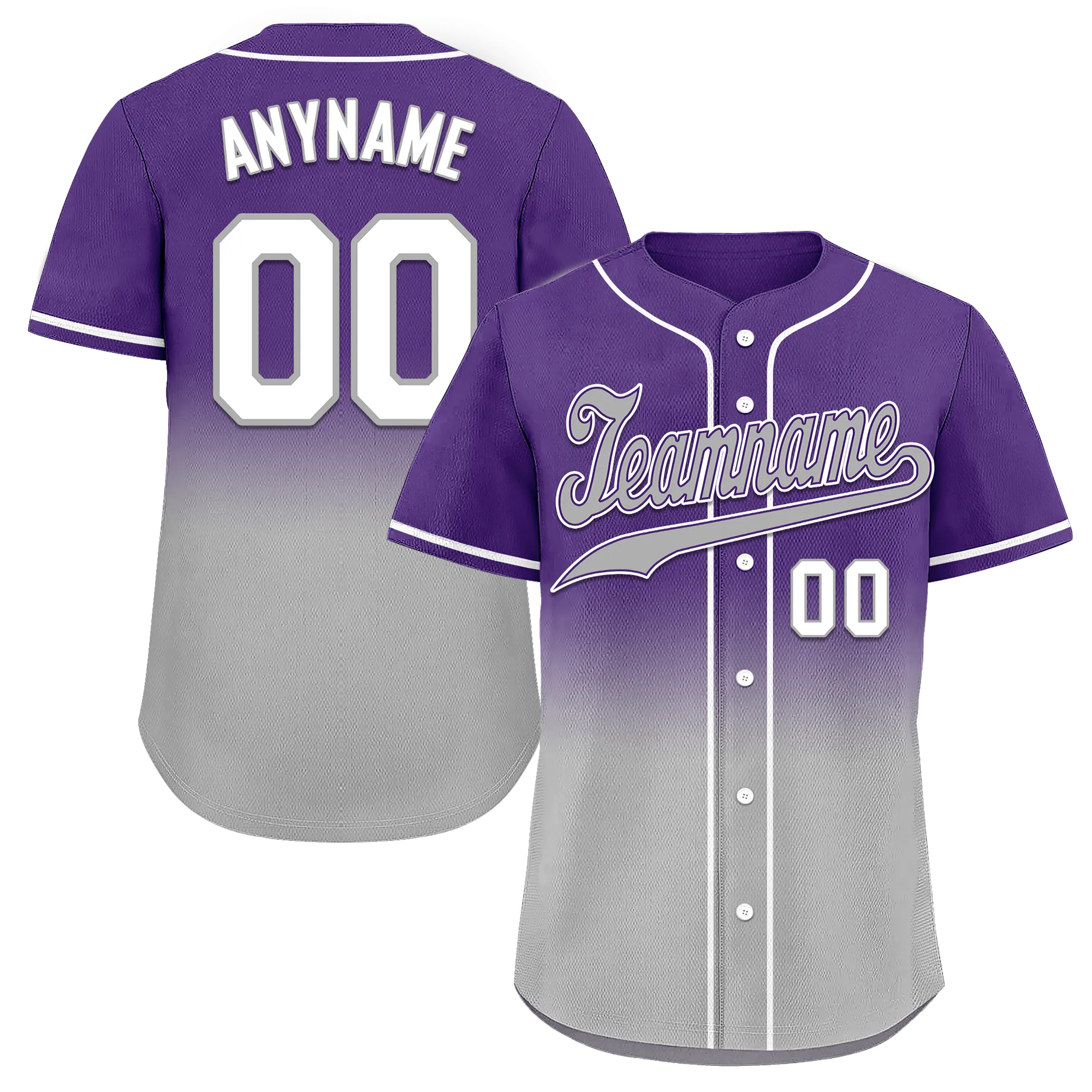 Custom Purple Grey Fade Fashion Personalized Authentic Baseball Jersey BSBJ01-D0a70cd