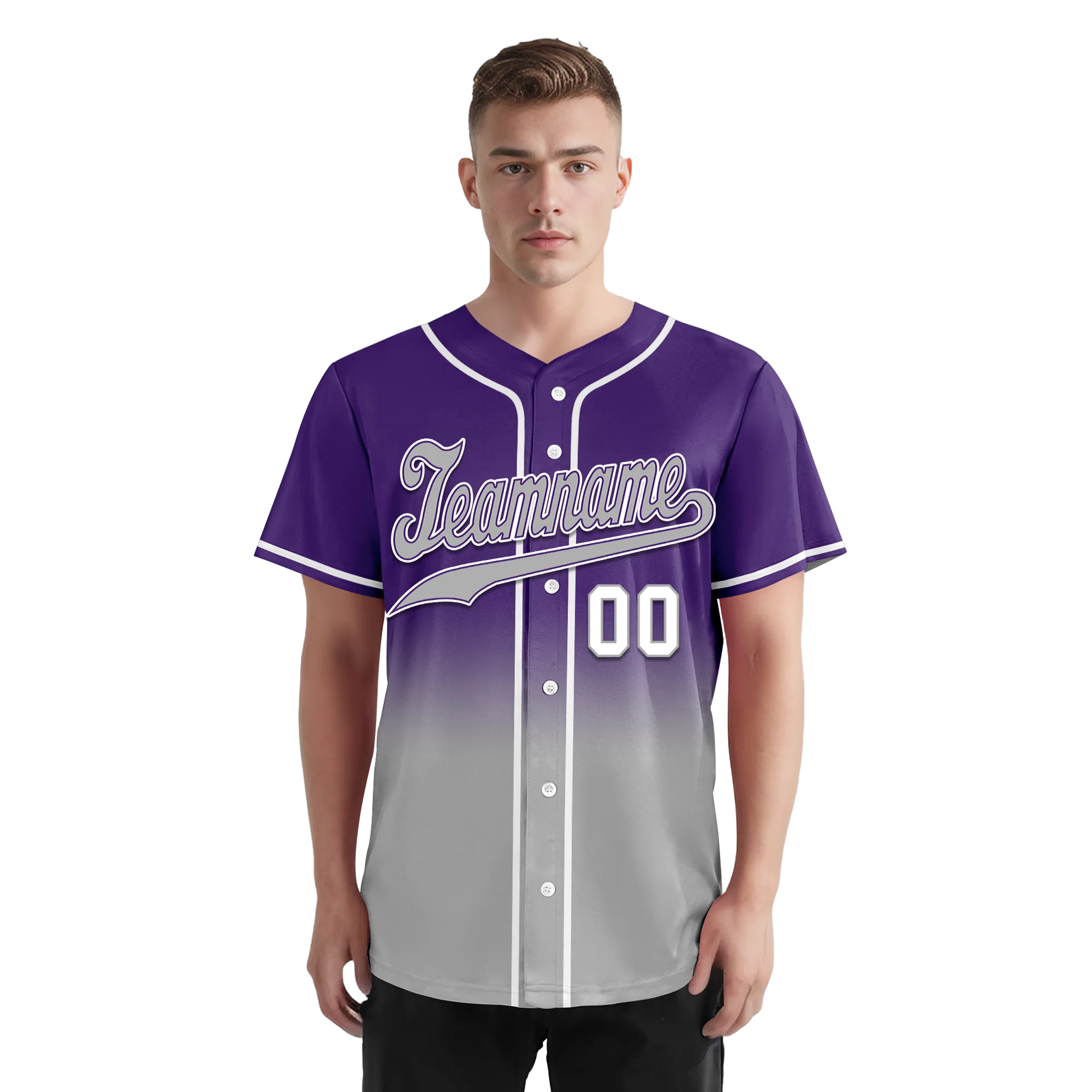 Custom Purple Grey Fade Fashion Personalized Authentic Baseball Jersey BSBJ01-D0a70cd
