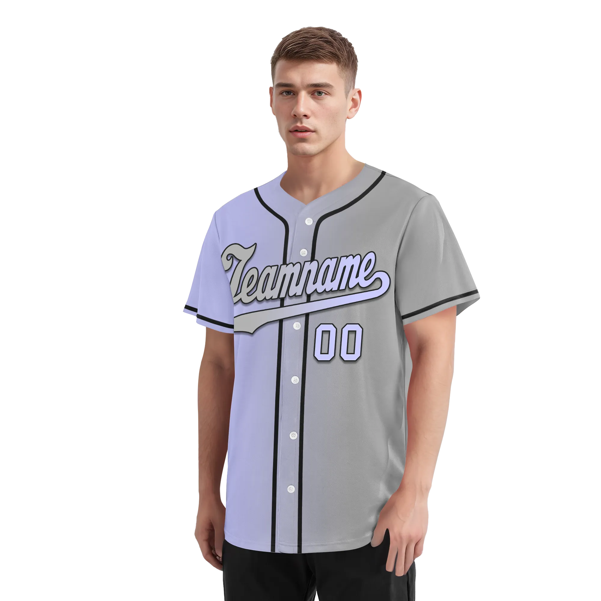 Custom Purple Grey Gradient Fashion Personalized Authentic Baseball Jersey BSBJ01-D0a7a0f