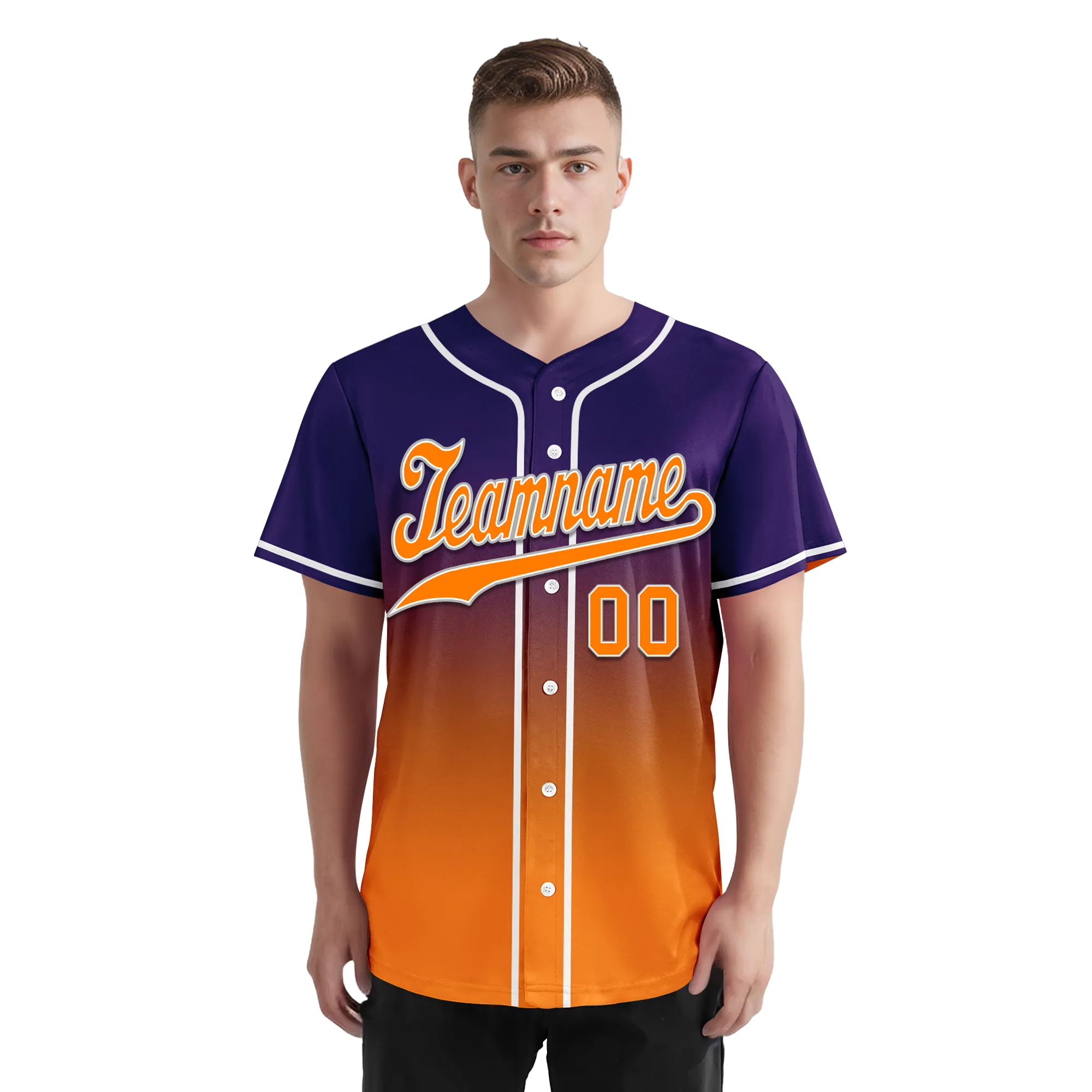 Custom Purple Orange Fade Fashion Personalized Authentic Baseball Jersey BSBJ01-D0a70de