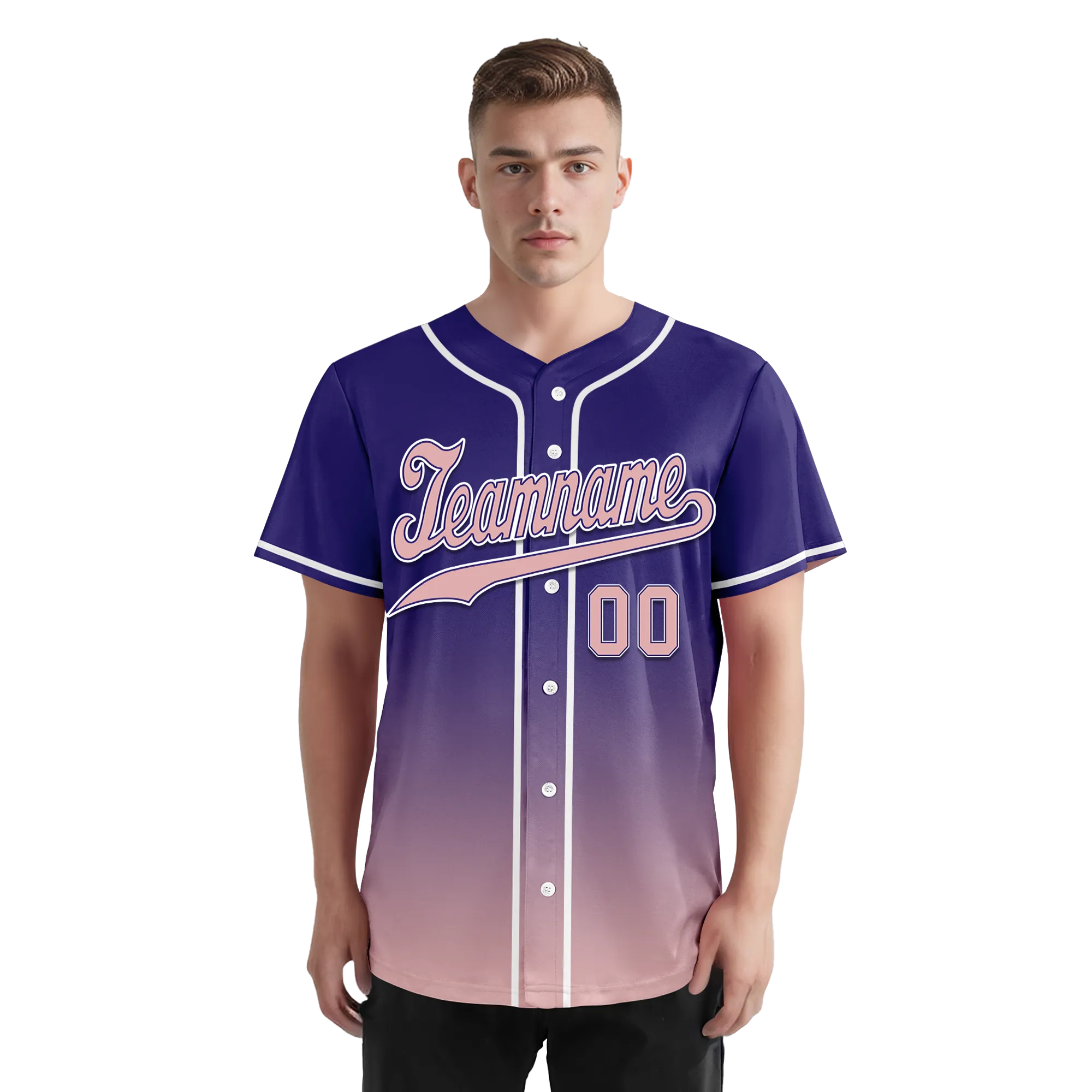 Custom Purple Pink Fade Fashion Personalized Authentic Baseball Jersey BSBJ01-D0a7070