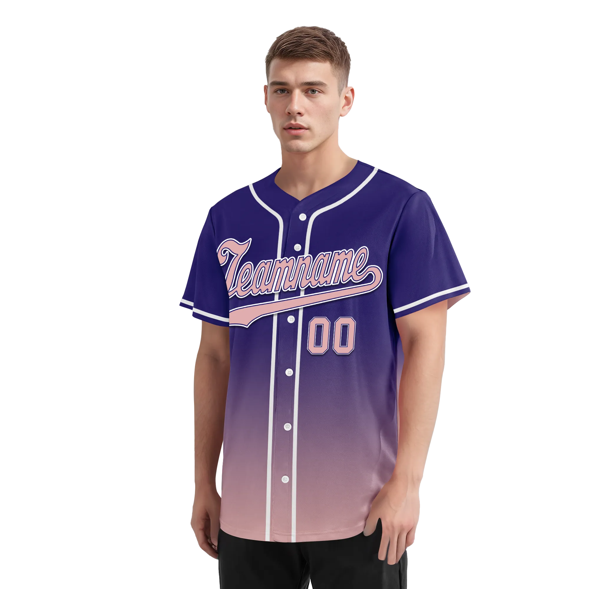 Custom Purple Pink Fade Fashion Personalized Authentic Baseball Jersey BSBJ01-D0a7070