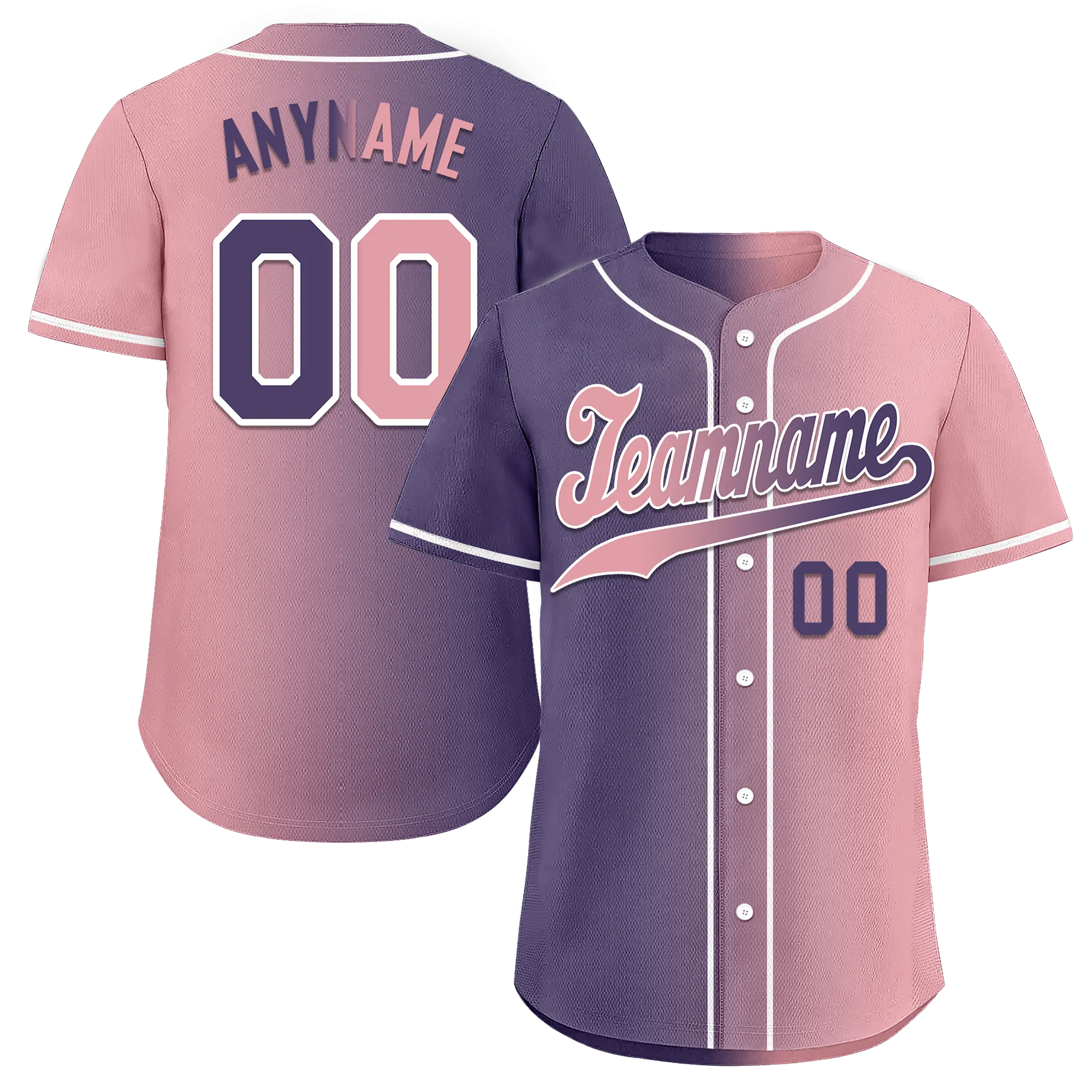 Custom Purple Pink Gradient Fashion Personalized Authentic Baseball Jersey BSBJ01-D0a7a0e