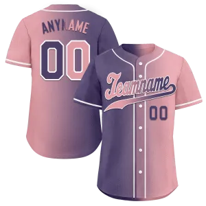 Custom Purple Pink Gradient Fashion Personalized Authentic Baseball Jersey BSBJ01-D0a7a0e