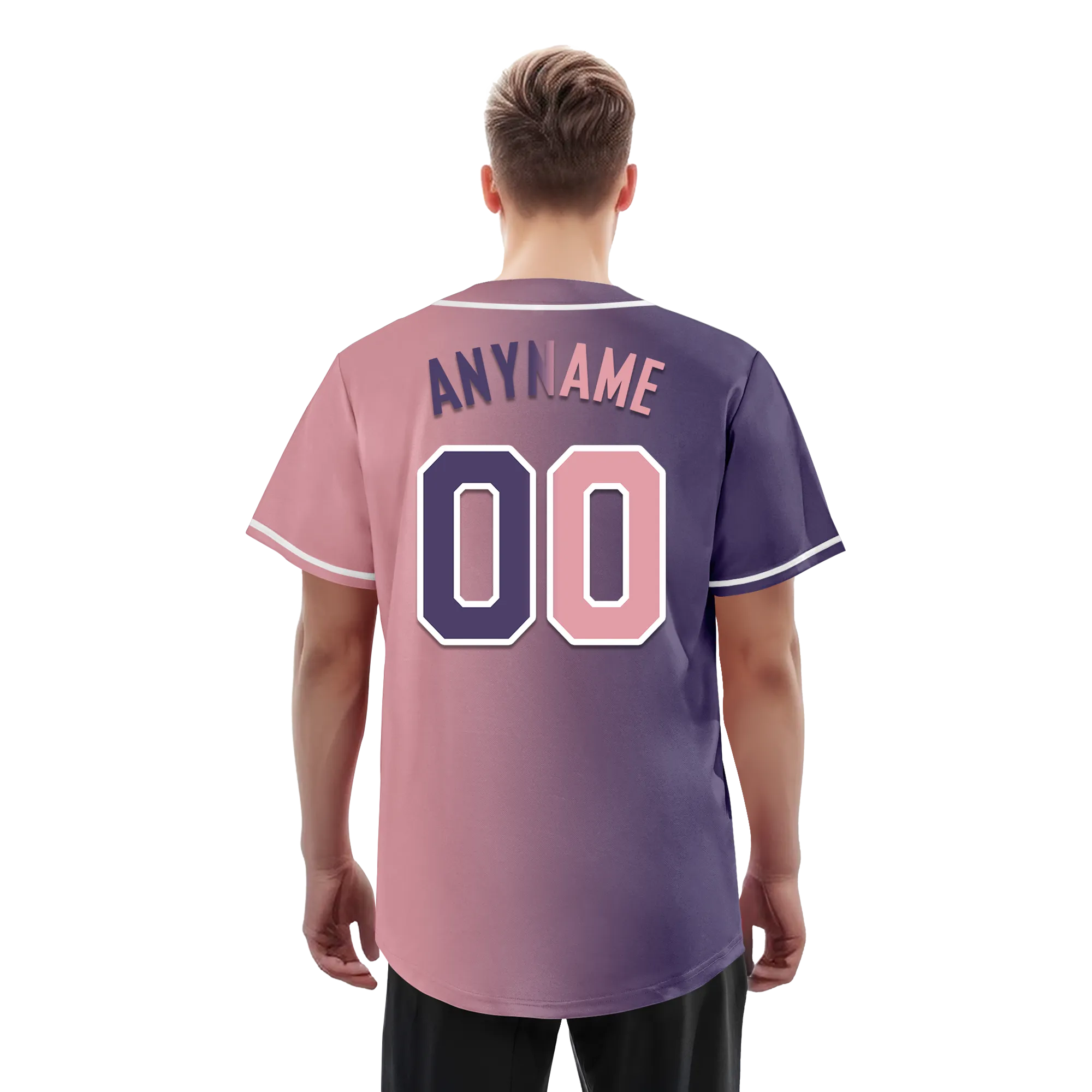 Custom Purple Pink Gradient Fashion Personalized Authentic Baseball Jersey BSBJ01-D0a7a0e