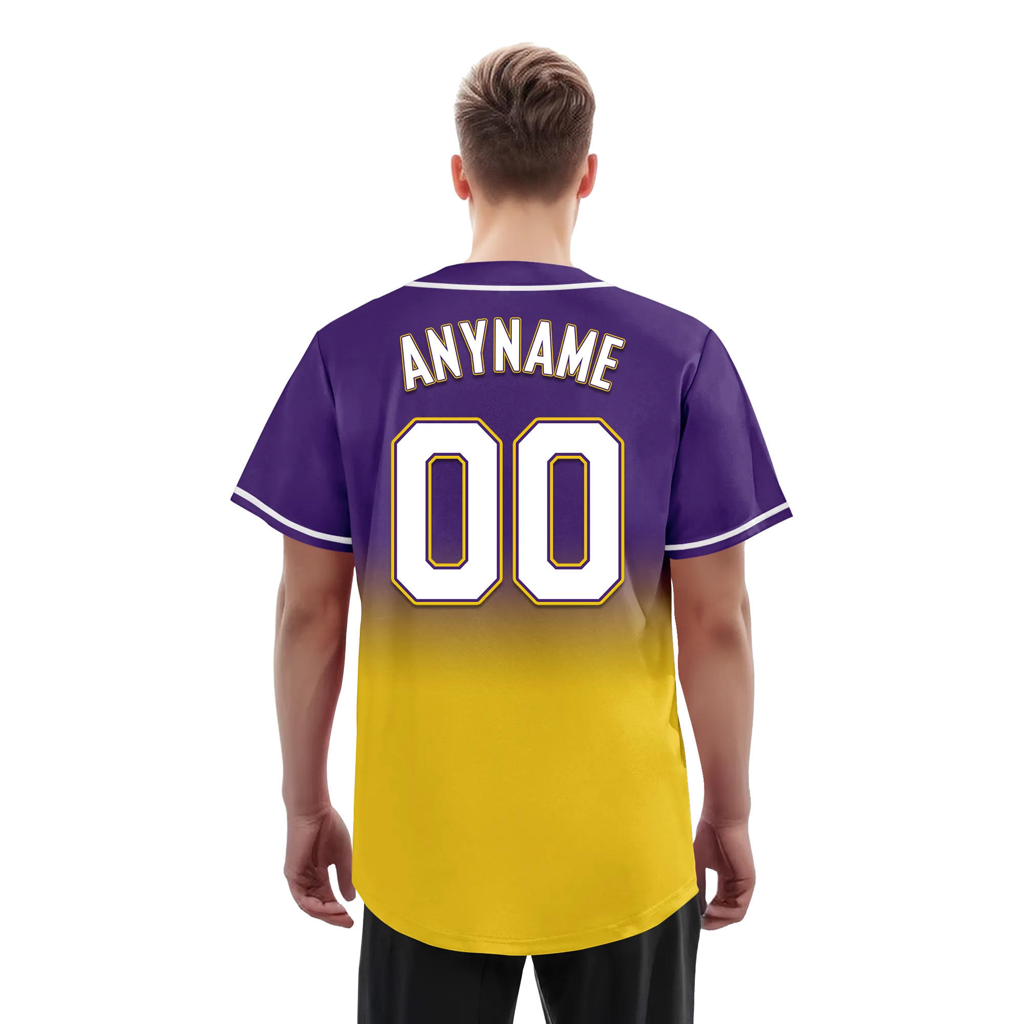 Custom Purple Yellow Fade Fashion Personalized Authentic Baseball Jersey BSBJ01-D0a70cb