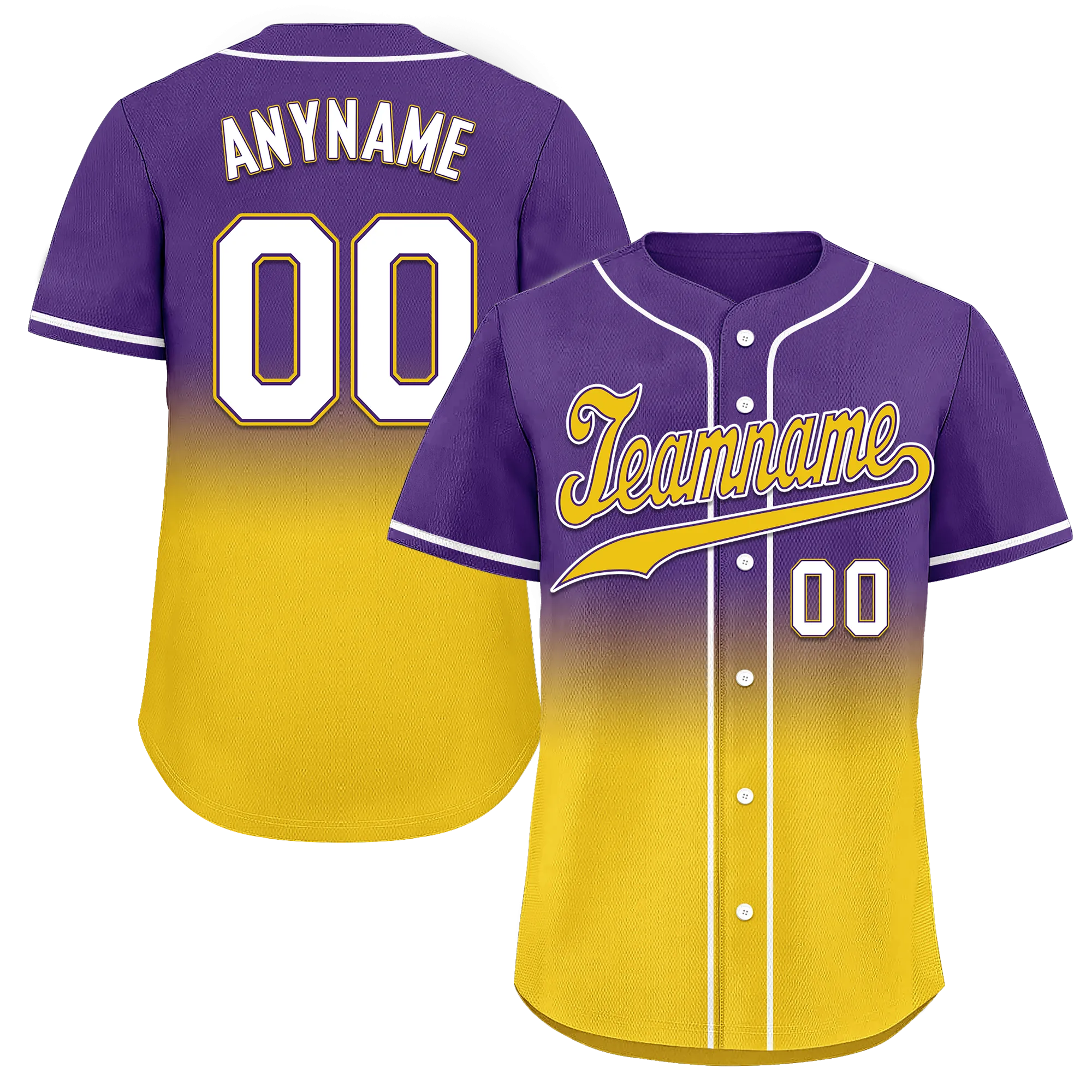 Custom Purple Yellow Fade Fashion Personalized Authentic Baseball Jersey BSBJ01-D0a70cb