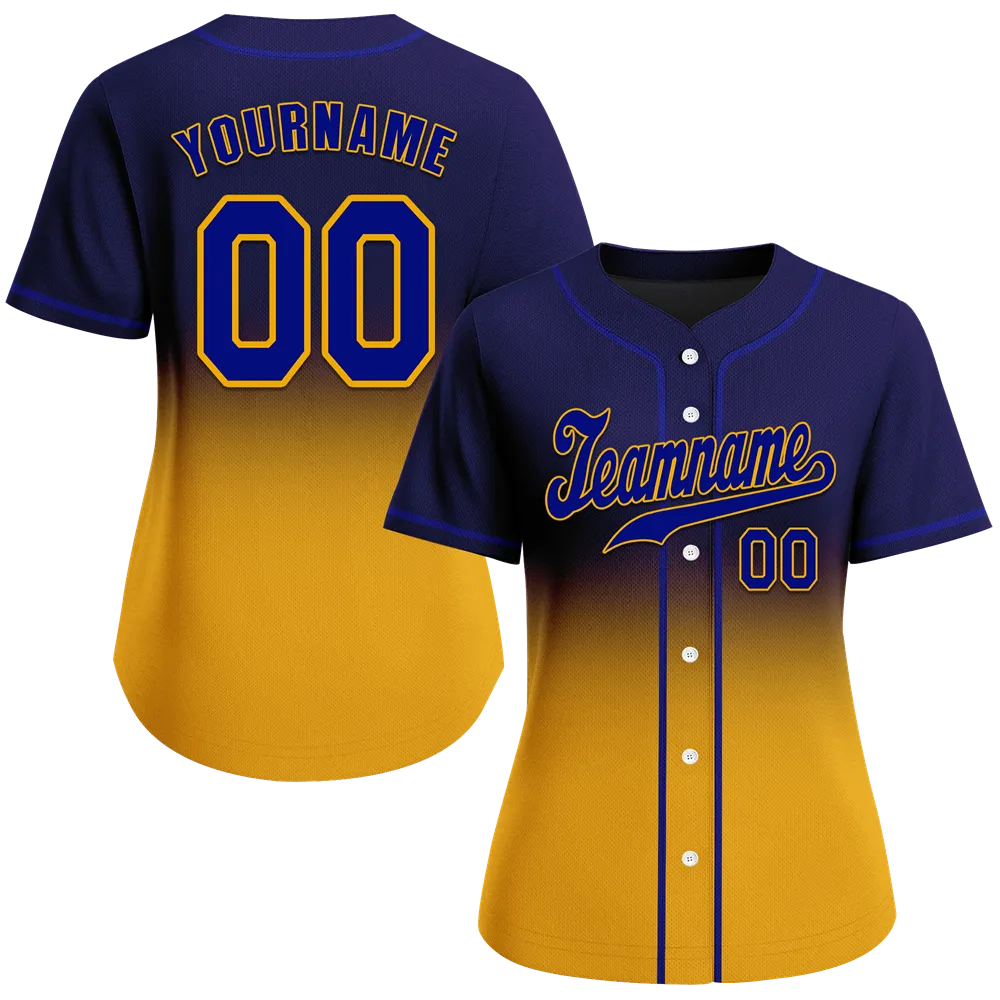 Custom Purple Yellow Fade Fashion Purple Authentic Baseball Jersey