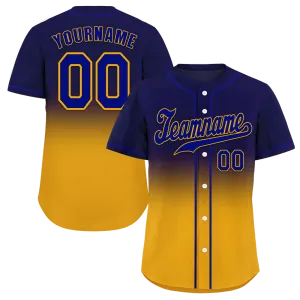 Custom Purple Yellow Fade Fashion Purple Authentic Baseball Jersey