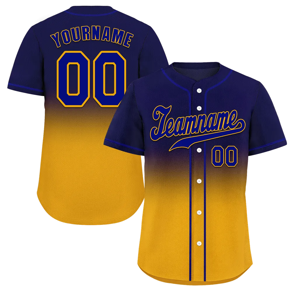Custom Purple Yellow Fade Fashion Purple Authentic Baseball Jersey