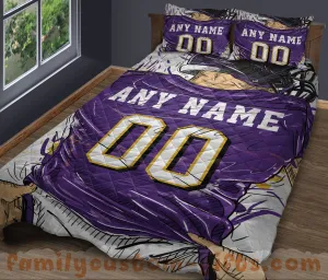 Custom Quilt Sets Baltimore Jersey Personalized Football Premium Quilt Bedding for Men Women