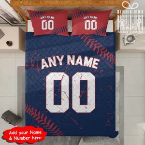 Custom Quilt Sets Boston Jersey Personalized Baseball Premium Quilt Bedding for Men Women