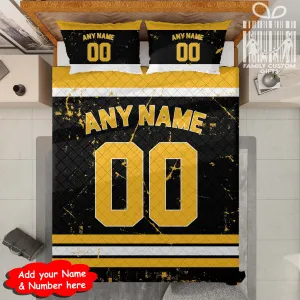Custom Quilt Sets Boston Jersey Personalized Ice hockey Premium Quilt Bedding for Men Women