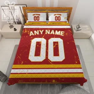 Custom Quilt Sets Calgary Jersey Personalized Ice hockey Premium Quilt Bedding for Men Women