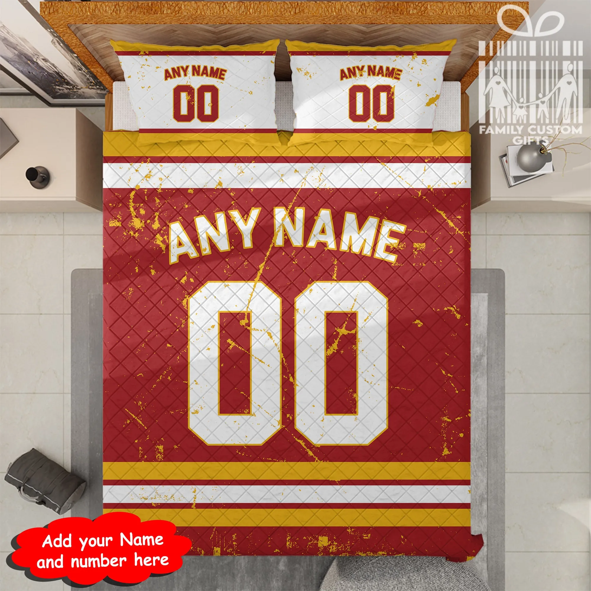 Custom Quilt Sets Calgary Jersey Personalized Ice hockey Premium Quilt Bedding for Men Women