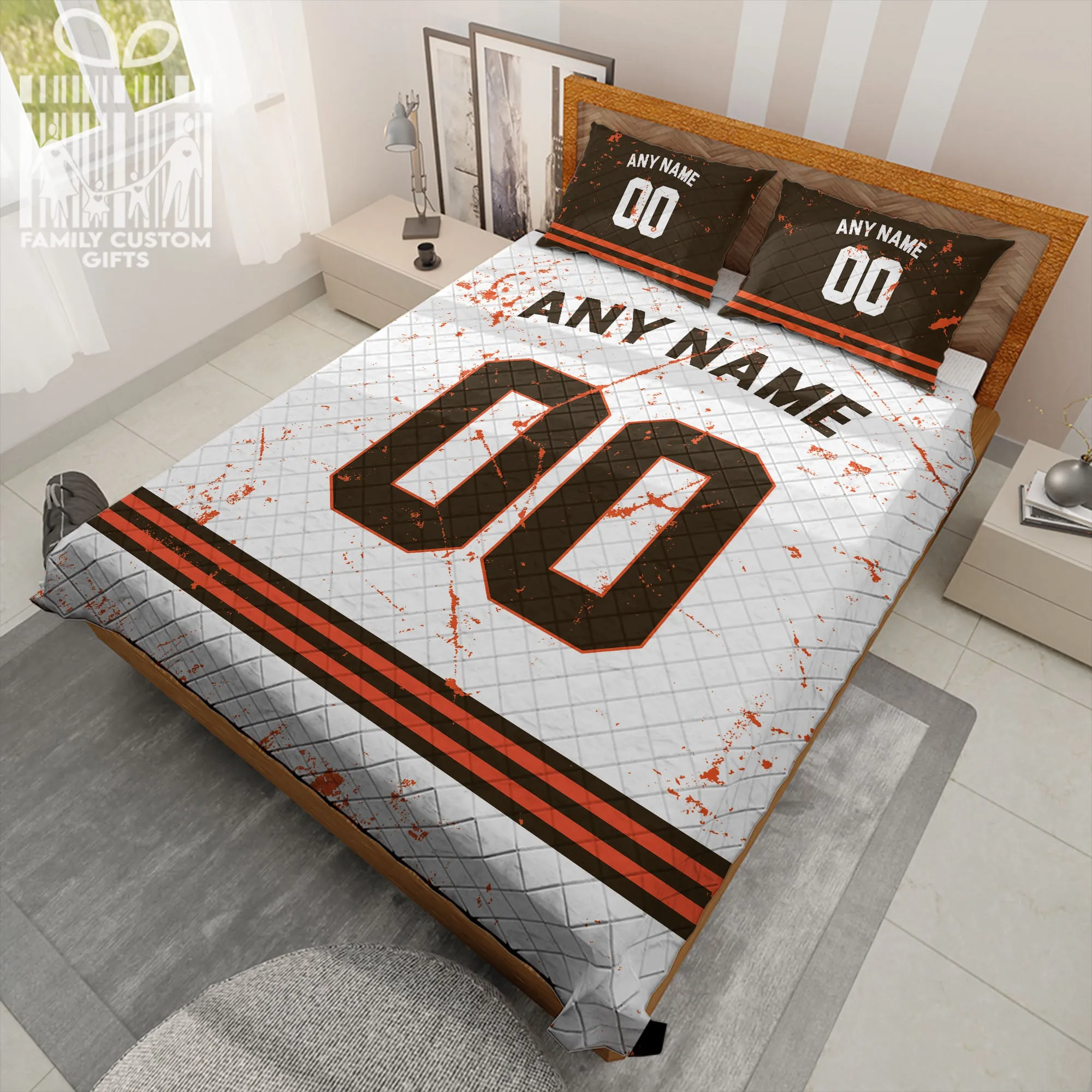 Custom Quilt Sets Cleveland Jersey Personalized Football Premium Quilt Bedding for Men Women