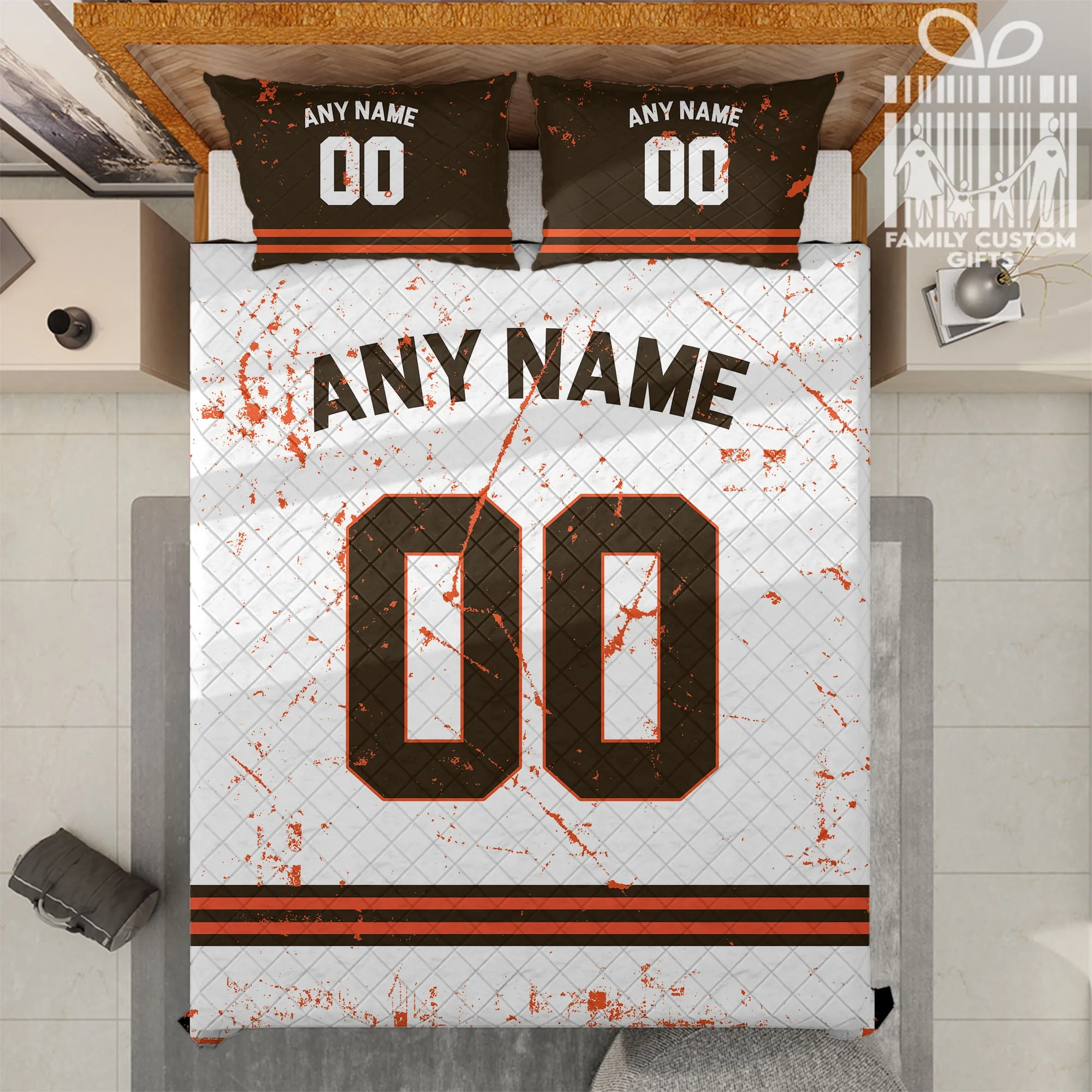 Custom Quilt Sets Cleveland Jersey Personalized Football Premium Quilt Bedding for Men Women