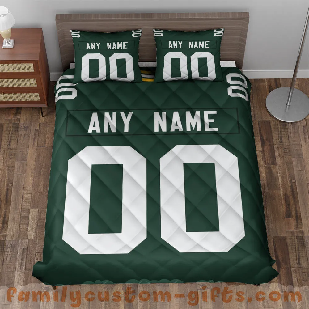 Custom Quilt Sets Green Bay Jersey Personalized Football Premium Quilt Bedding for Men Women