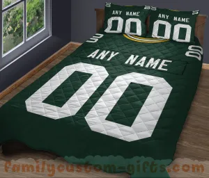 Custom Quilt Sets Green Bay Jersey Personalized Football Premium Quilt Bedding for Men Women