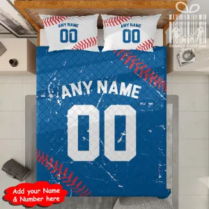 Custom Quilt Sets Los Angeles Jersey Personalized Baseball Premium Quilt Bedding for Men Women
