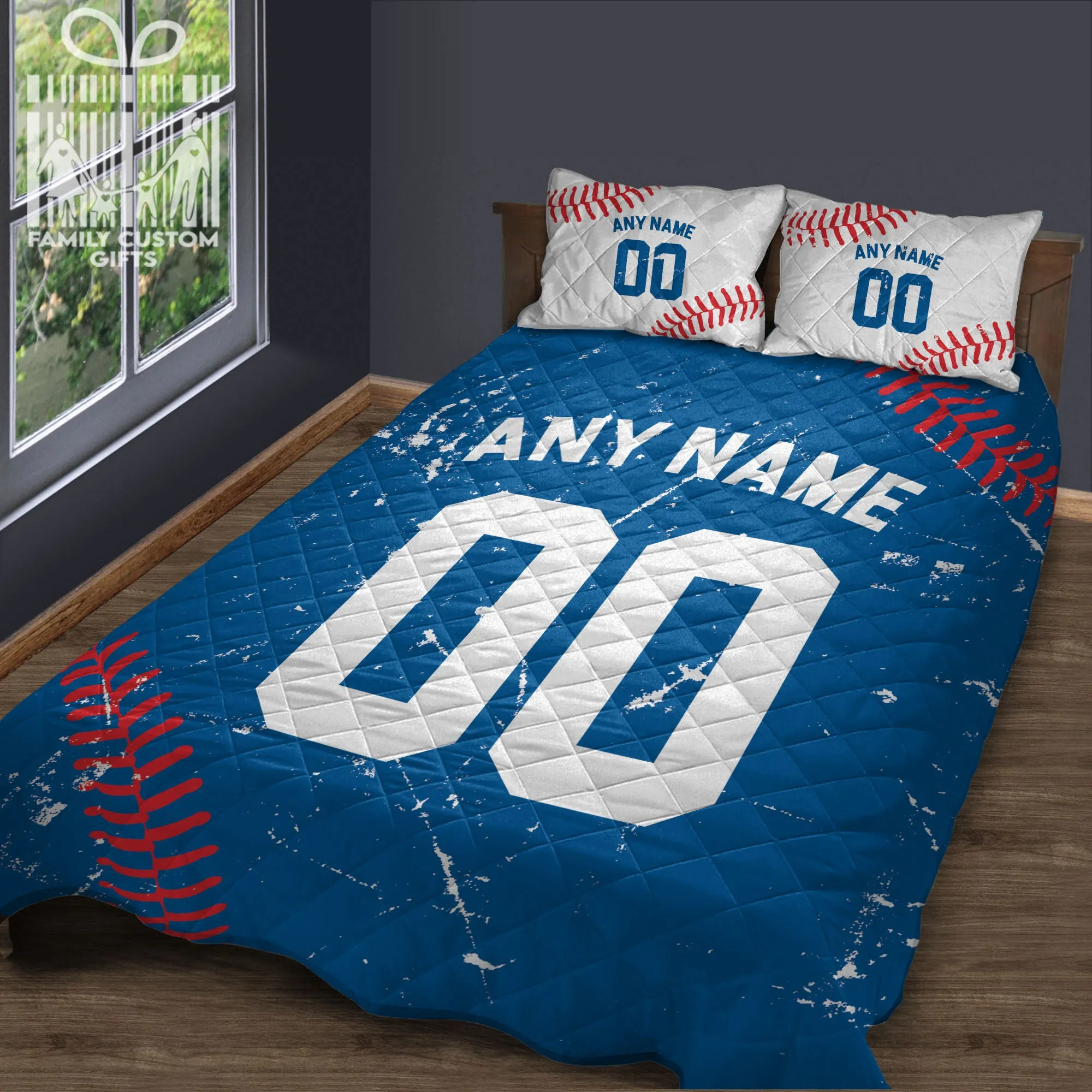 Custom Quilt Sets Los Angeles Jersey Personalized Baseball Premium Quilt Bedding for Men Women