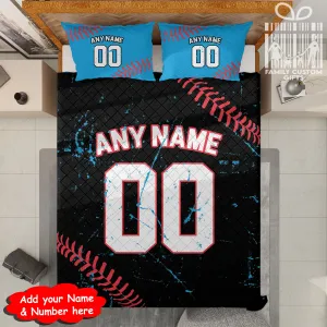 Custom Quilt Sets Miami Jersey Personalized Baseball Premium Quilt Bedding for Men Women