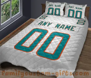 Custom Quilt Sets Miami Jersey Personalized Football Premium Quilt Bedding for Boys Girls Men Women