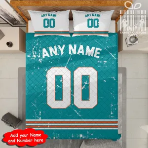 Custom Quilt Sets Miami Jersey Personalized Football Premium Quilt Bedding for Men Women