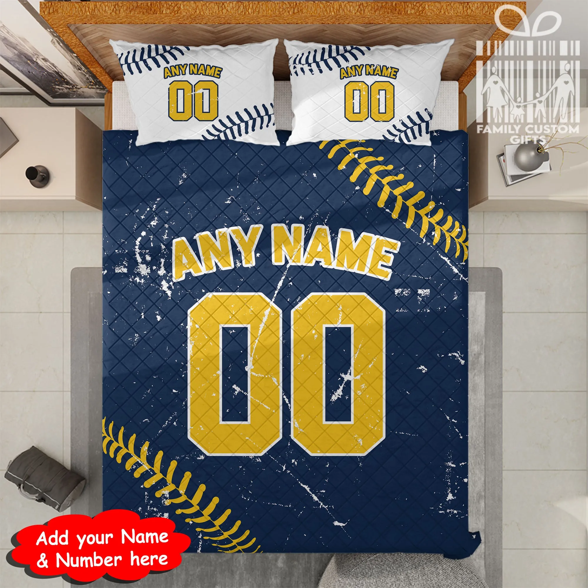 Custom Quilt Sets Milwaukee Jersey Personalized Baseball Premium Quilt Bedding for Men Women