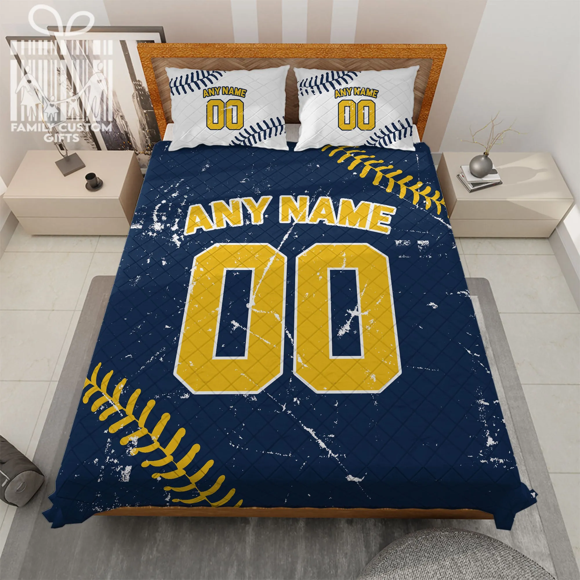 Custom Quilt Sets Milwaukee Jersey Personalized Baseball Premium Quilt Bedding for Men Women