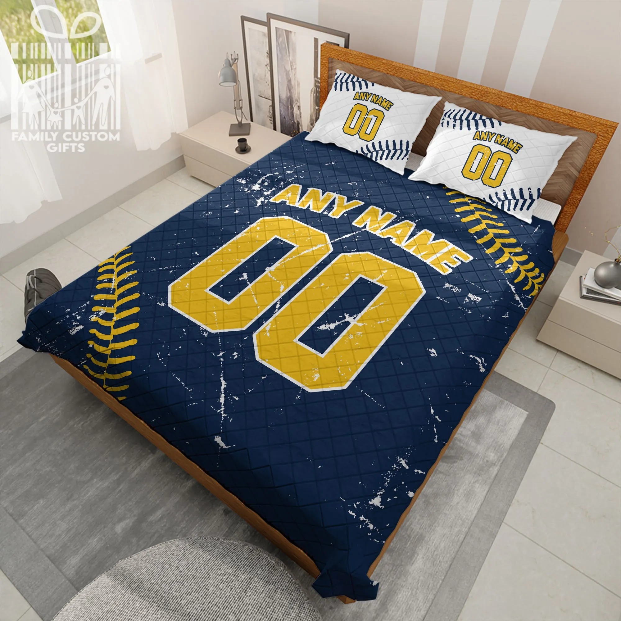 Custom Quilt Sets Milwaukee Jersey Personalized Baseball Premium Quilt Bedding for Men Women