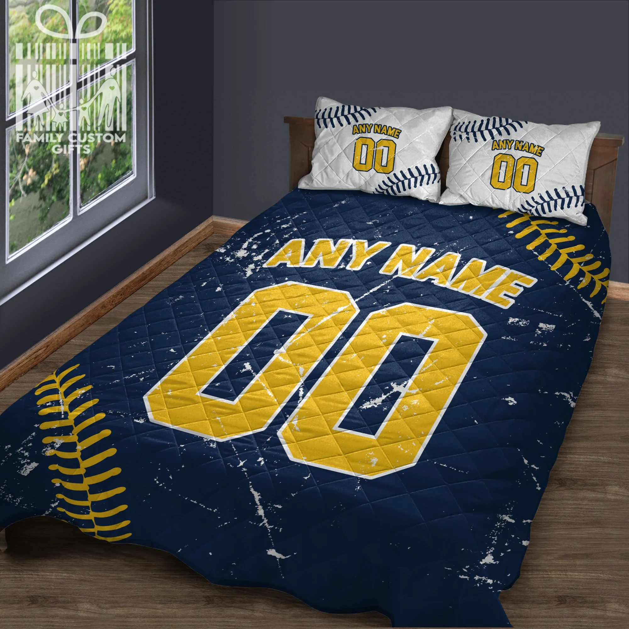 Custom Quilt Sets Milwaukee Jersey Personalized Baseball Premium Quilt Bedding for Men Women
