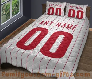 Custom Quilt Sets Philadelphia Jersey Personalized Baseball Premium Quilt Bedding for Men Women