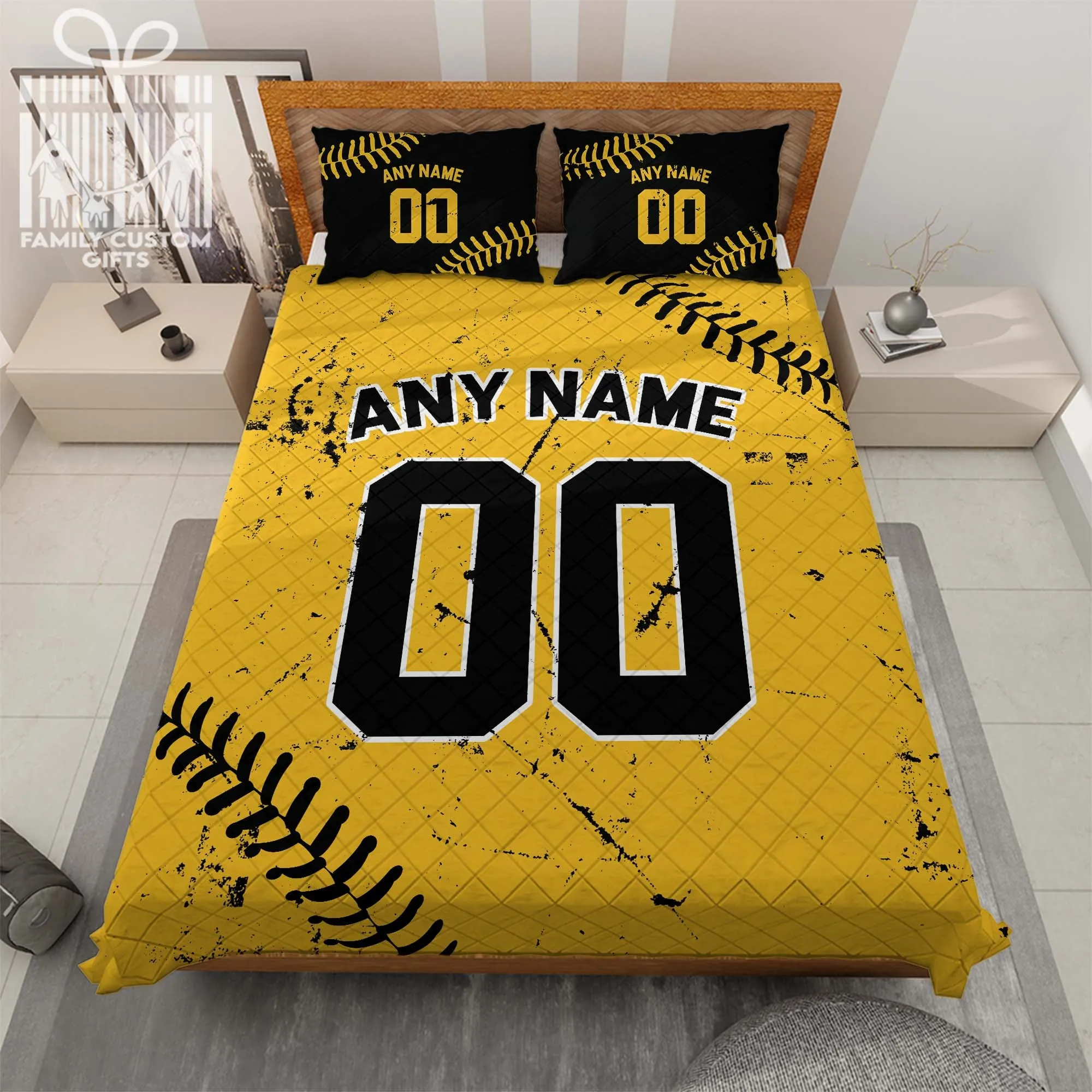 Custom Quilt Sets Pittsburgh Jersey Personalized Baseball Premium Quilt Bedding for Men Women