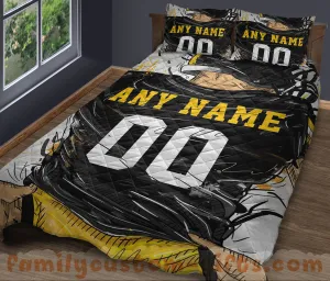 Custom Quilt Sets Pittsburgh Jersey Personalized Football Premium Quilt Bedding for Men Women