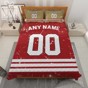 Custom Quilt Sets San Francisco Jersey Personalized Football Premium Quilt Bedding for Men Women