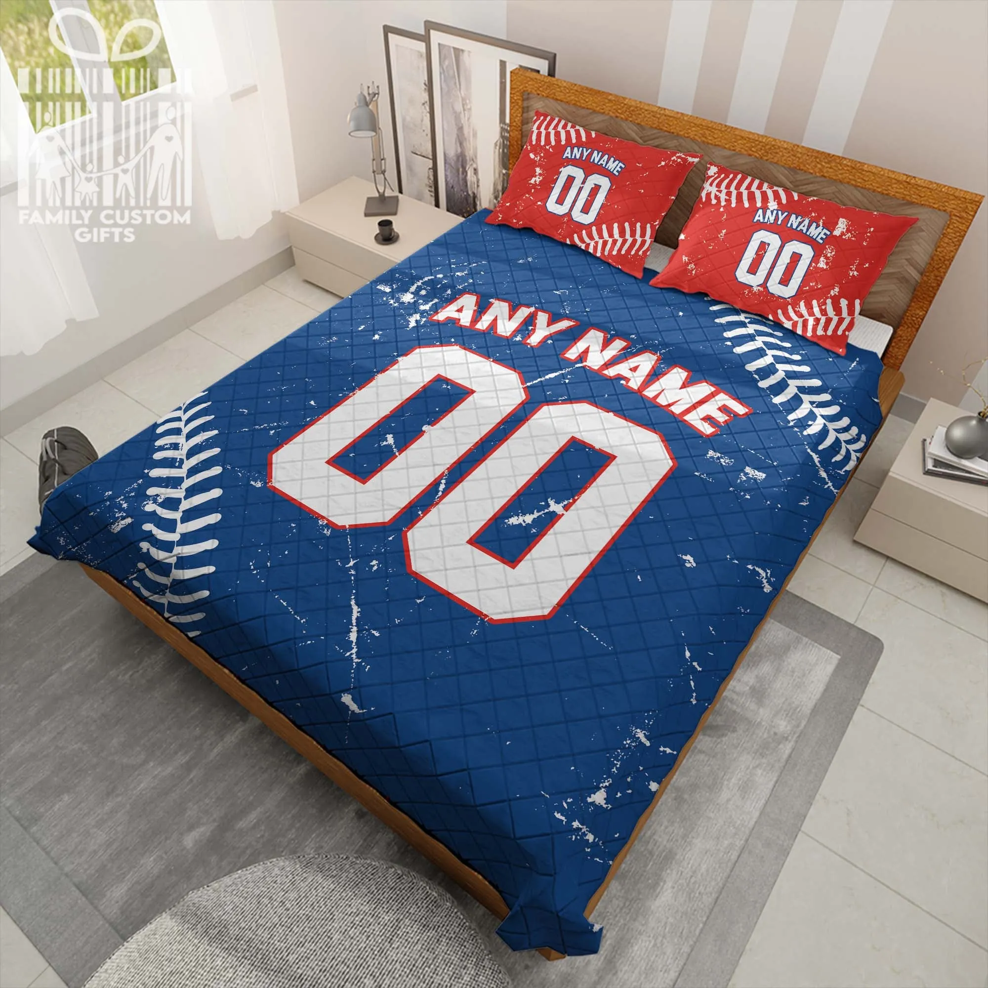 Custom Quilt Sets Toronto Jersey Personalized Baseball Premium Quilt Bedding for Men Women