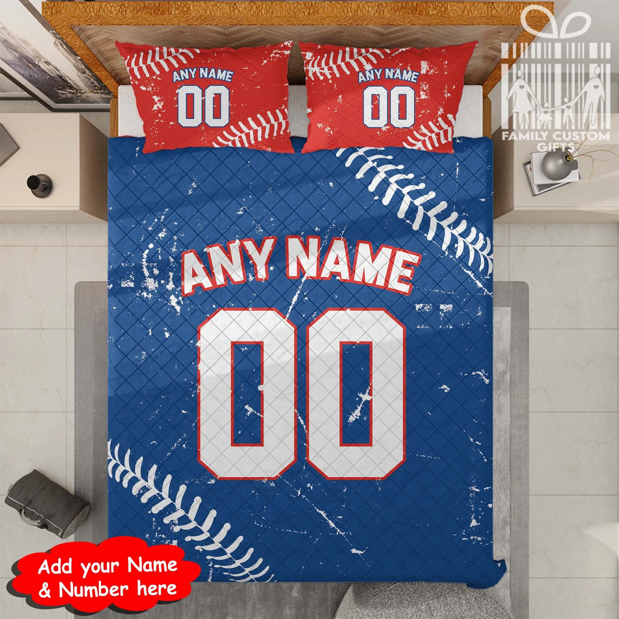 Custom Quilt Sets Toronto Jersey Personalized Baseball Premium Quilt Bedding for Men Women