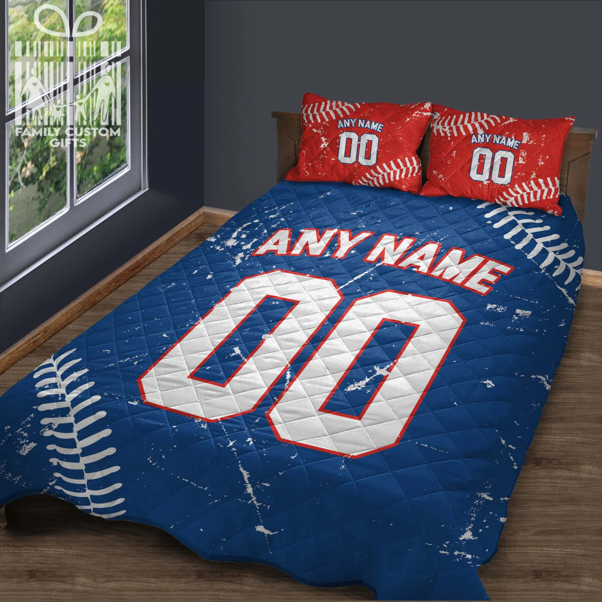 Custom Quilt Sets Toronto Jersey Personalized Baseball Premium Quilt Bedding for Men Women