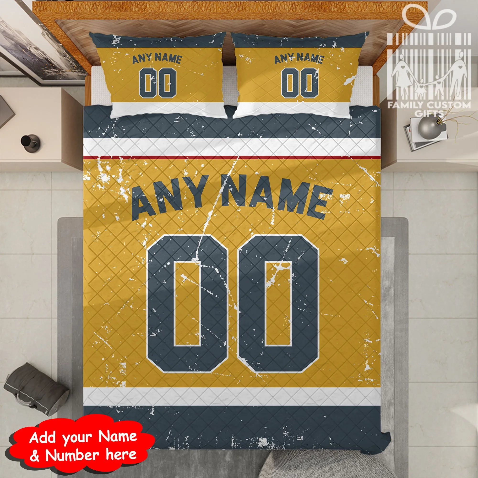 Custom Quilt Sets Vegas Jersey Personalized Ice hockey Premium Quilt Bedding for Men Women