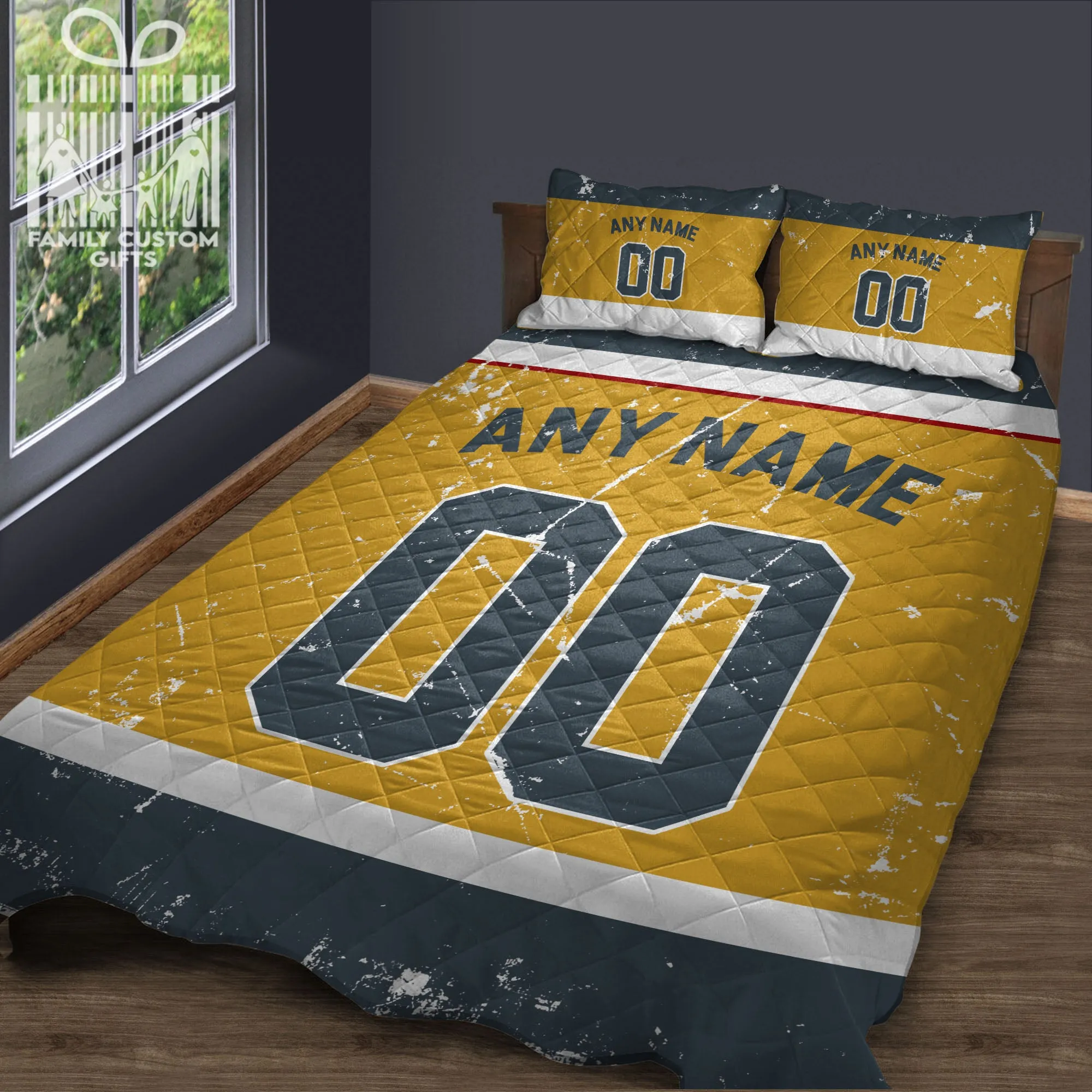 Custom Quilt Sets Vegas Jersey Personalized Ice hockey Premium Quilt Bedding for Men Women