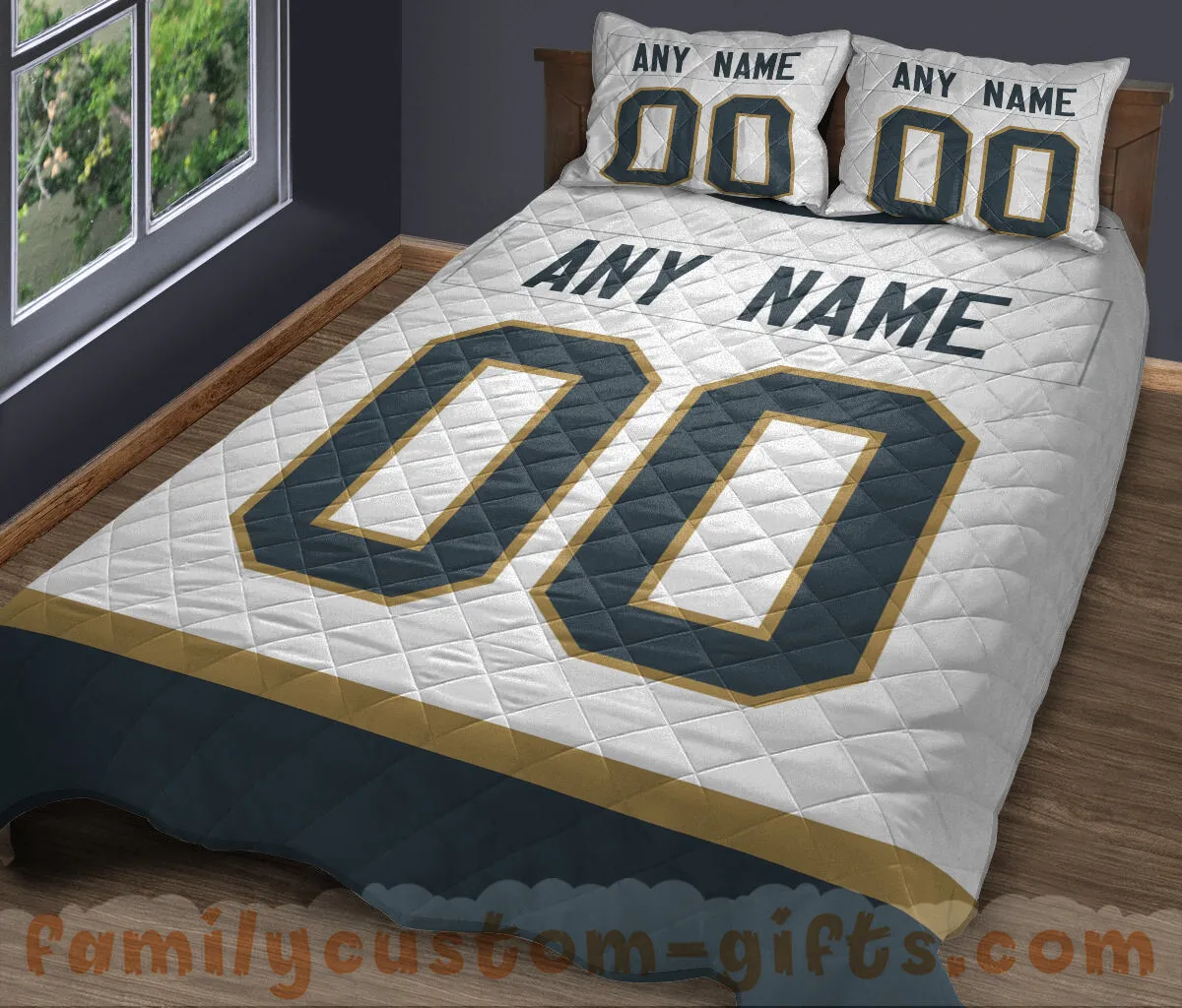 Custom Quilt Sets Vegas Jersey Personalized Ice hockey Premium Quilt Bedding for Men Women