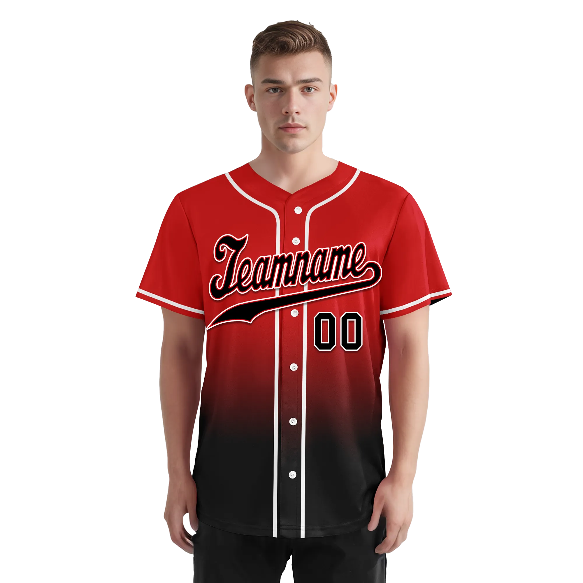 Custom Red Black Fade Fashion Personalized Authentic Baseball Jersey BSBJ01-D0a70ba