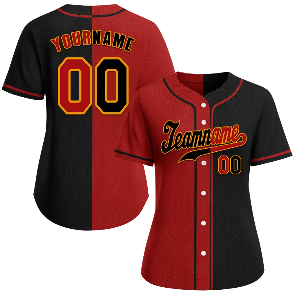 Custom Red Black Gradient Fashion Black Authentic Baseball Jersey