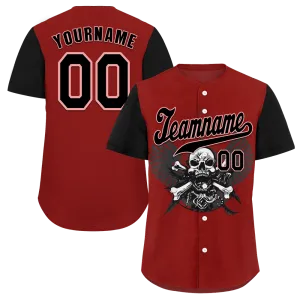 Custom Red Black Skull Fashion Black Authentic Baseball Jersey BSBJ0a-bc0fb9e