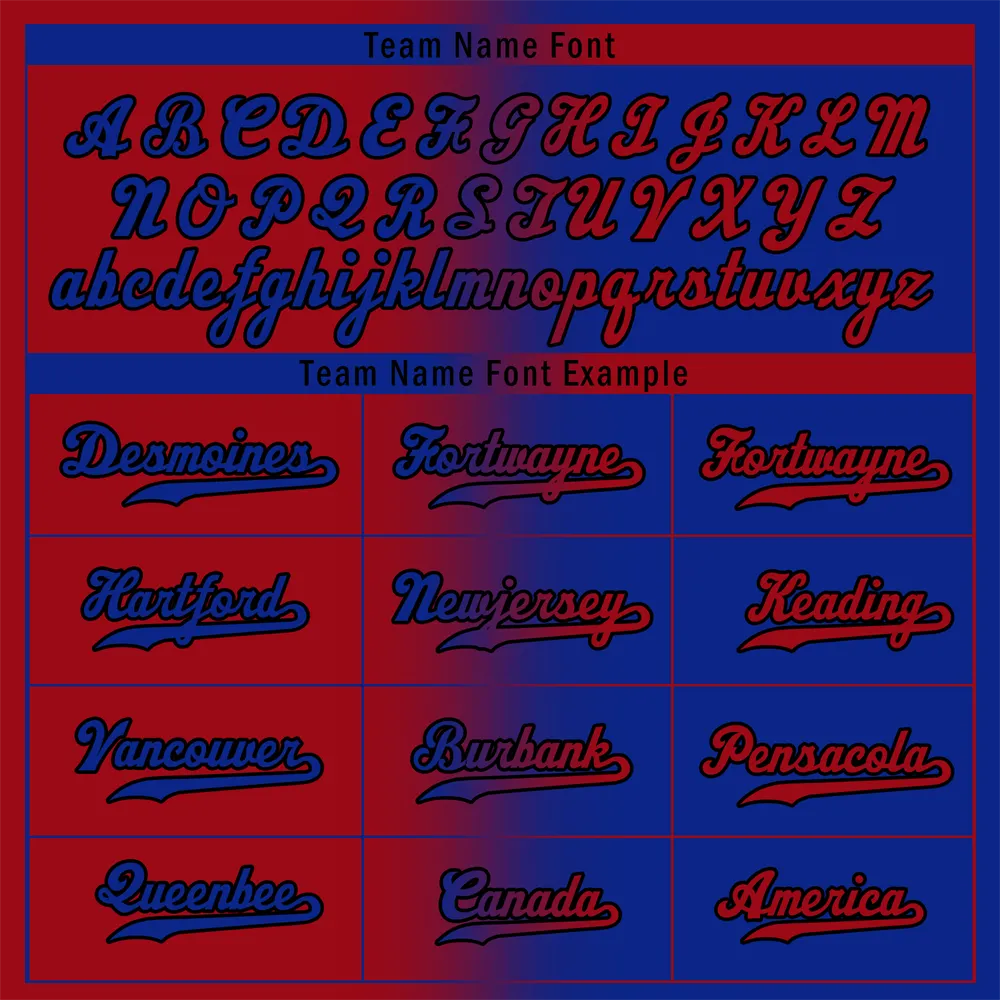 Custom Red Blue Gradient Fashion Blue Authentic Baseball Jersey